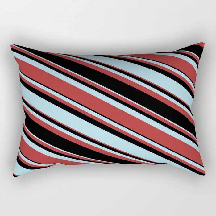 Light Blue, Brown, and Black Colored Stripes/Lines Pattern Rectangular Pillow