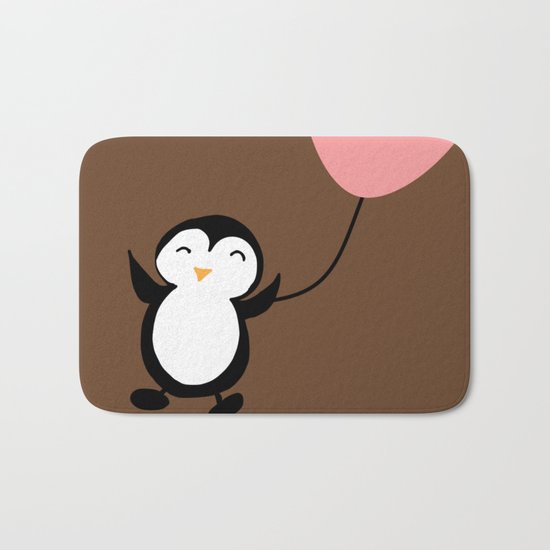 Penguin in love Brown Bath Mat