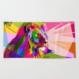 Lion Prismatic Pop Art Beach Towel