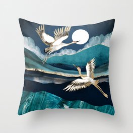 Midnight Cranes Throw Pillow