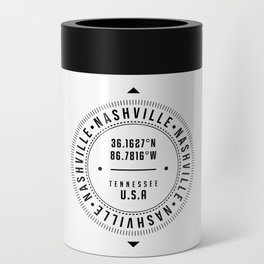 Nashville, Tennessee, USA - 1 - City Coordinates Typography Print - Classic, Minimal Can Cooler