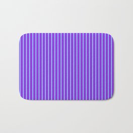 [ Thumbnail: Light Sky Blue & Purple Colored Stripes/Lines Pattern Bath Mat ]