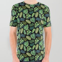 Tropical leaves (black)   All Over Graphic Tee
