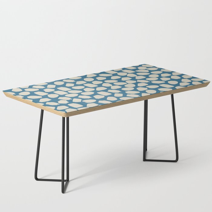 Ink Spot Pattern in Boho Blue and Beige Coffee Table