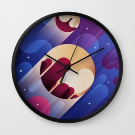 Pluto Wall Clock | Geometrical, Illustrator, Love, Blue, Heart, Space, Sky, Planet, Geek, Round 