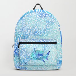 Swirly Shark Backpack | Summer, Fashion, Brandnew, Ocean, Abstractstyle, Abstract, Painting, Swirly, Animal, Style 