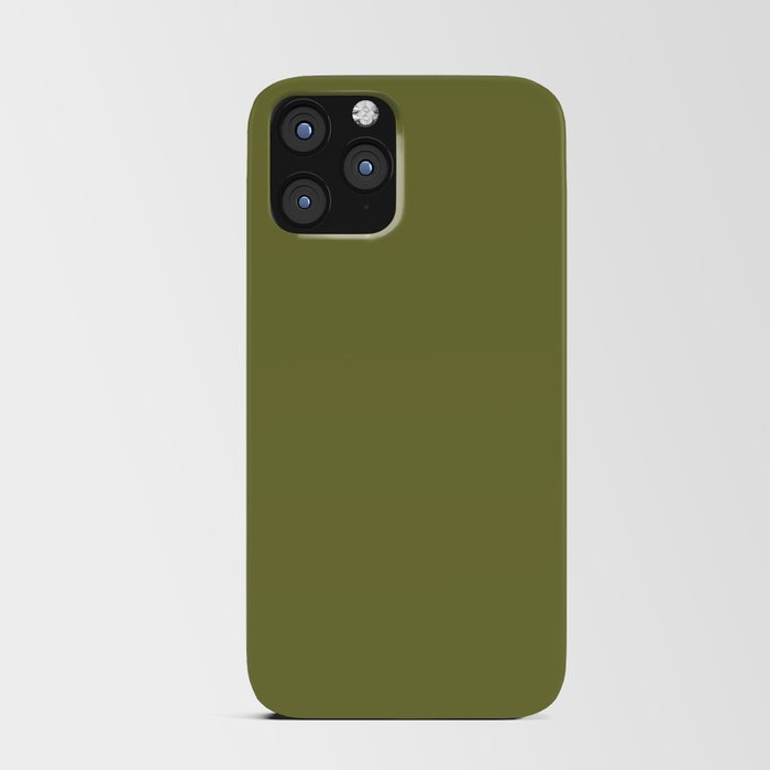 Dark Green-Brown Solid Color Pantone Guacamole 17-0530 TCX Shades of Green Hues iPhone Card Case
