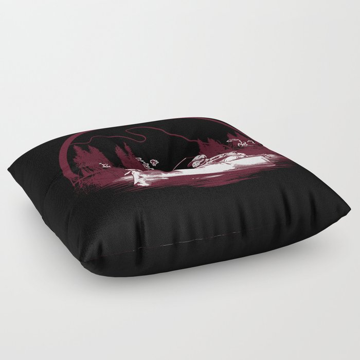 Dad And Son Fishing Boat Illustration Floor Pillow
