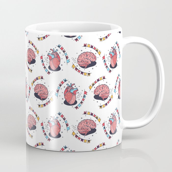 Hearts and Brains seamless pattern Coffee Mug