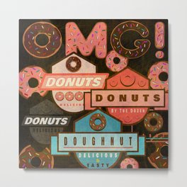 Retro distressed donuts collage Metal Print