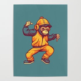 Hip Hop Dancing Monkey Poster