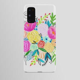 Roses round bouquet in pinks yellow and blue Android Case