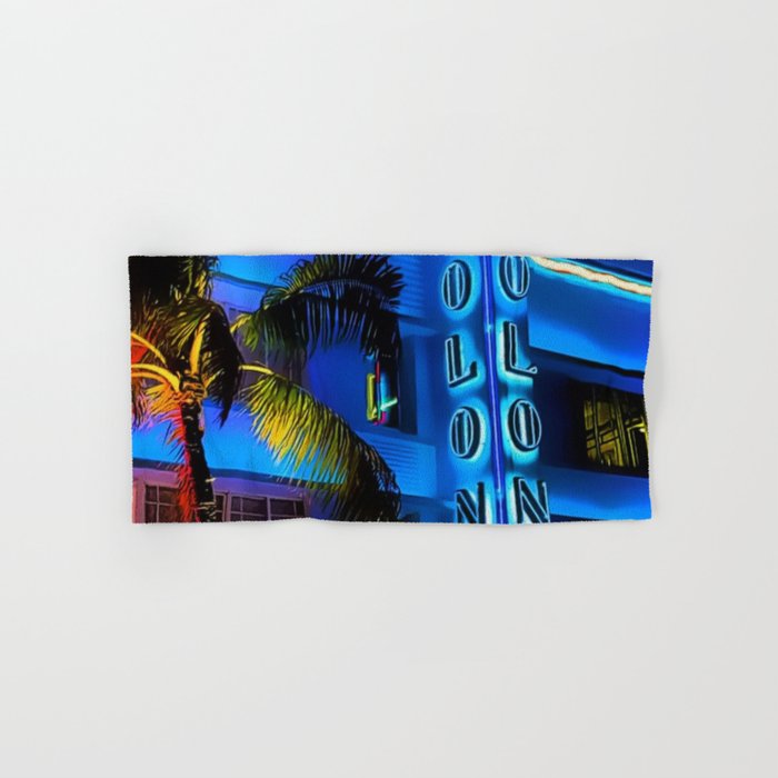 Blue Midnight - South Beach Colony Hotel landscape by Jeanpaul Ferro Hand & Bath Towel