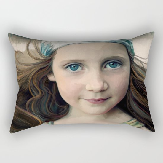 Dancer at Dusk - portrait painting of a young girl Rectangular Pillow