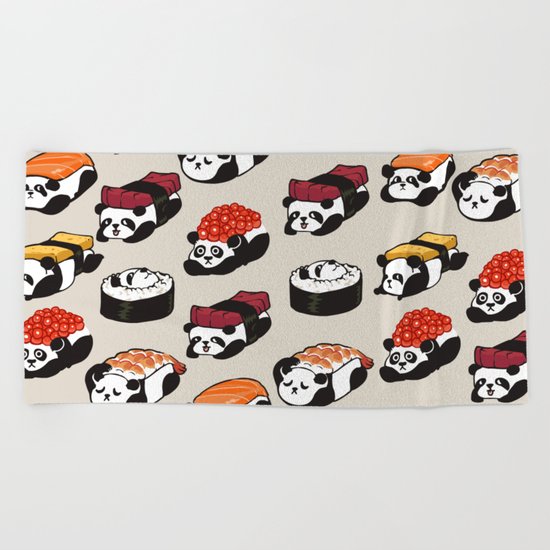 Sushi Panda Beach Towel