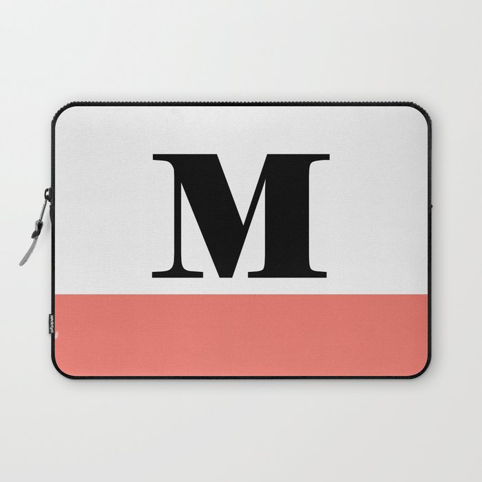 Monogram Letter M-Pantone-Peach Echo Laptop Sleeve