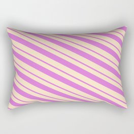 [ Thumbnail: Orchid & Bisque Colored Lines Pattern Rectangular Pillow ]