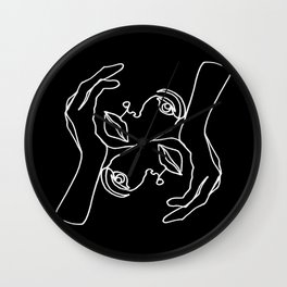 Julie BW Wall Clock | Watercolor, Ink, Black And White, Portrait, Painting, Oneline, Face, Linework 