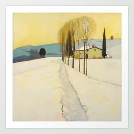A Solitary House in the Snow Art Print