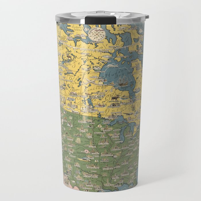  pictorial map of North America-Vintage Illustrated Map Travel Mug