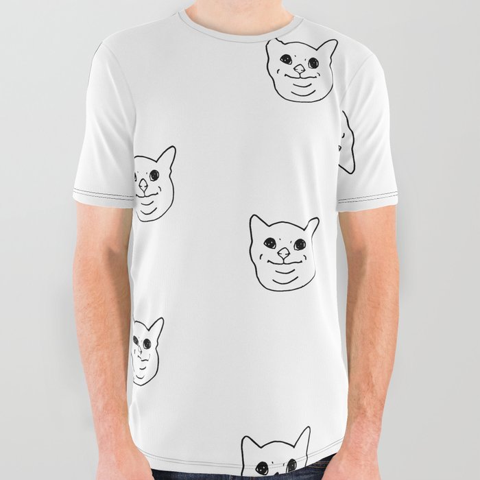 Polite Cat Pattern All Over Graphic Tee by Roman Society6