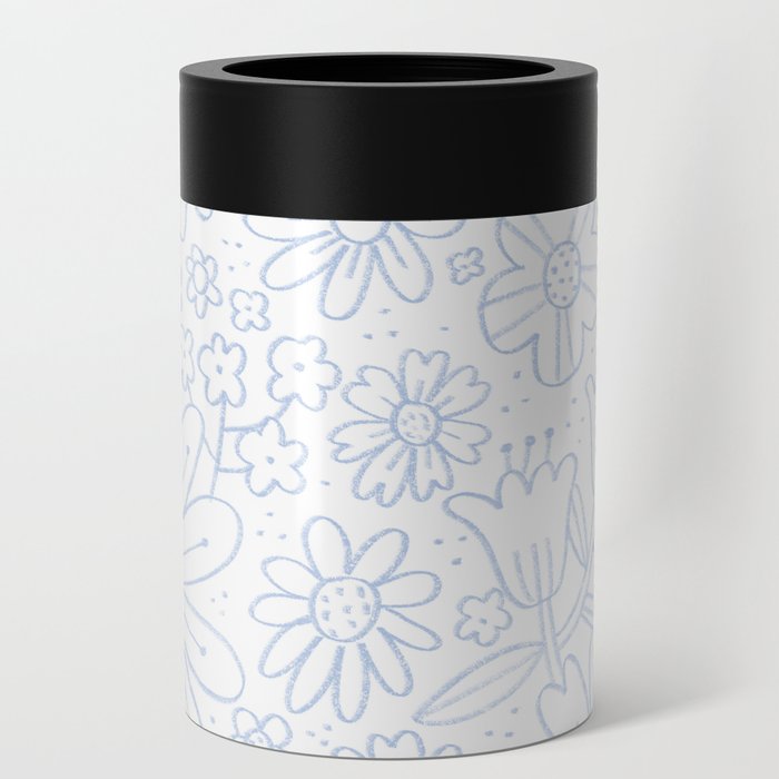 Blue Daisy Floral Pattern Can Cooler