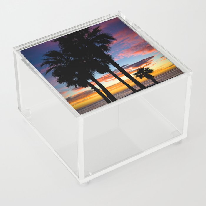 palmtrees & colorful sunset Acrylic Box