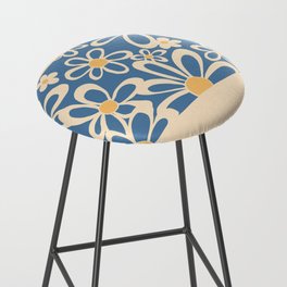 FlowerPower - Blue Daisy Colourful Retro Minimalistic Art Design Pattern Bar Stool