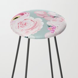 Pastel Pink Floral Morning Mists Counter Stool