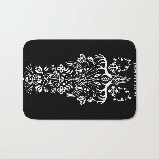 La Vie + La Mort: White Ink Bath Mat