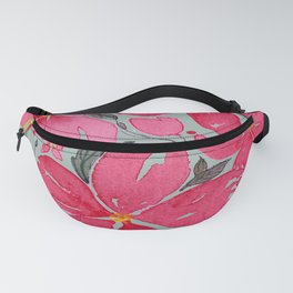 Shades of Pink, Red and Gray Floral Mix Fanny Pack