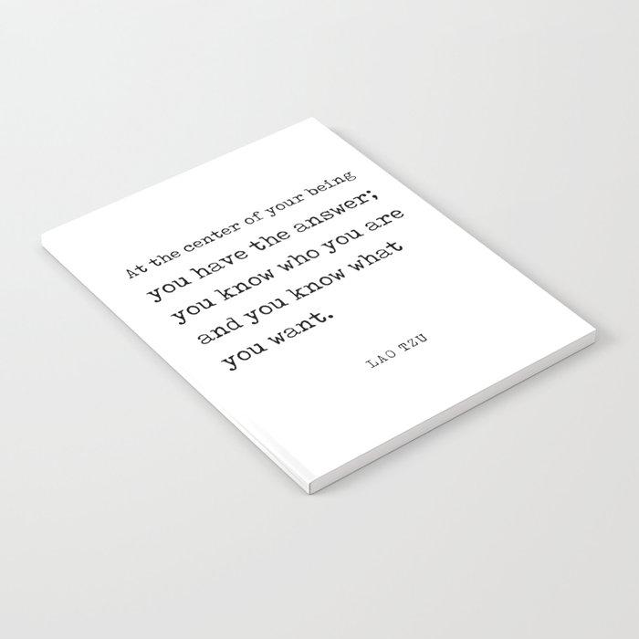 You have the answer - Lao Tzu Quote - Literature - Typewriter Print Notebook
