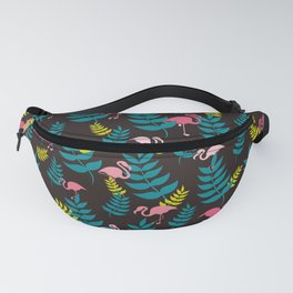 Flamingo and Leaves | Black Fanny Pack