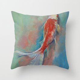 Pearl Banded Koi Throw Pillow | Animal, Painting, Nature 