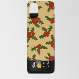 Christmas Pattern Mistletoe Holly Retro Drawing Android Card Case