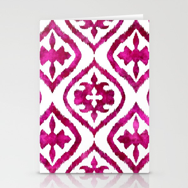 Fuchsia Ethnic Ikat Pattern Stationery Cards