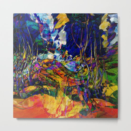 beautiful road in the night autumn forest Metal Print