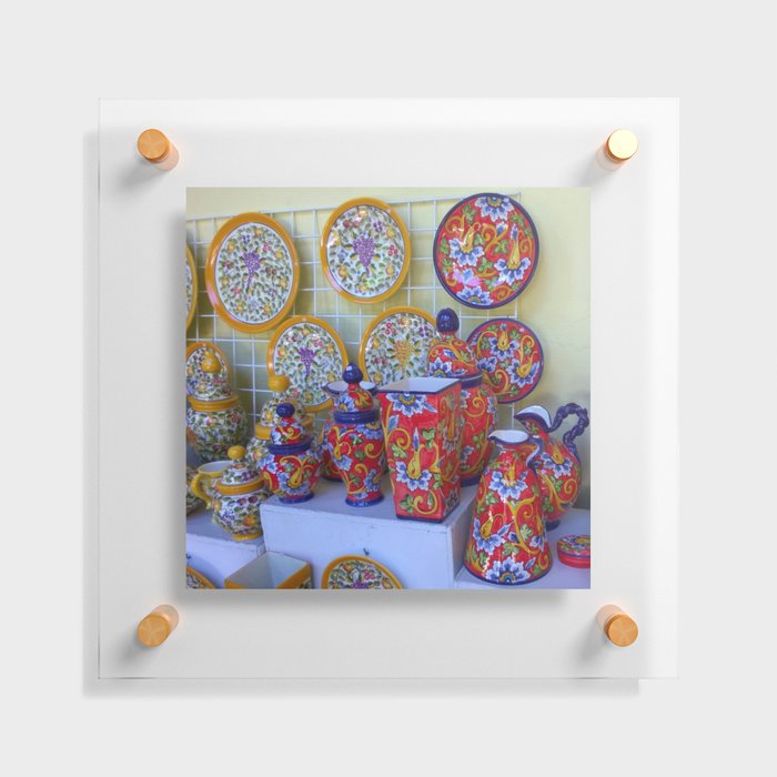 Spain Photography - Spanish Art On Plates And Vases Floating Acrylic Print