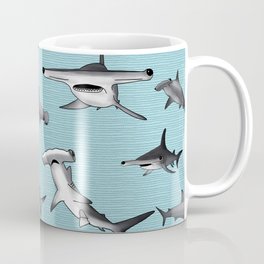 Hammerrhead shark pattern on waterspout blue Mug