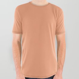 Medium Peach Apricot Orange Solid Color Tropical Shade Pairs Pantone Cantaloupe 15-1239 TCX All Over Graphic Tee