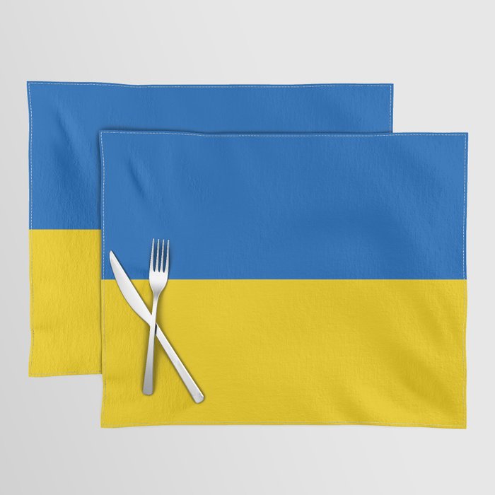 Sapphire and Yellow Solid Colors Ukraine Flag 100 Percent Commission Donated To IRC Read Bio Placemat