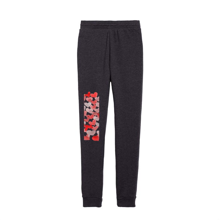 Watercolor melting hearts - red and grey Kids Joggers