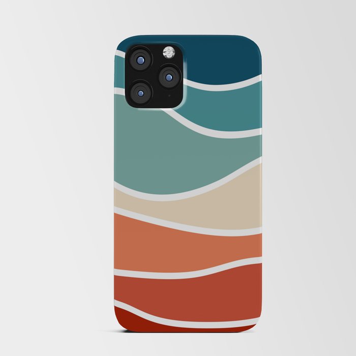 Colorful retro style waves iPhone Card Case