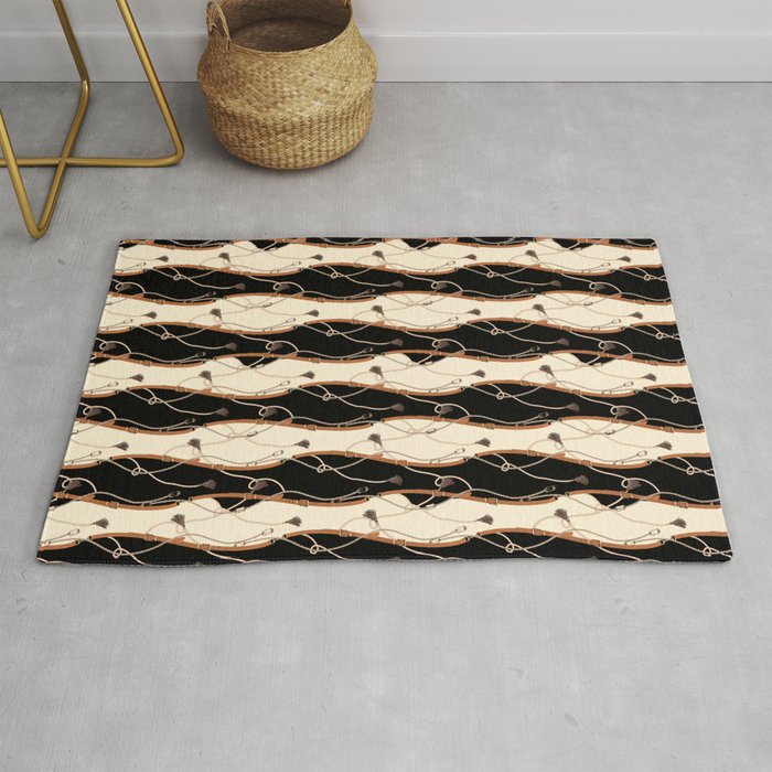 Equestrian Cream Black with Chains Rug
