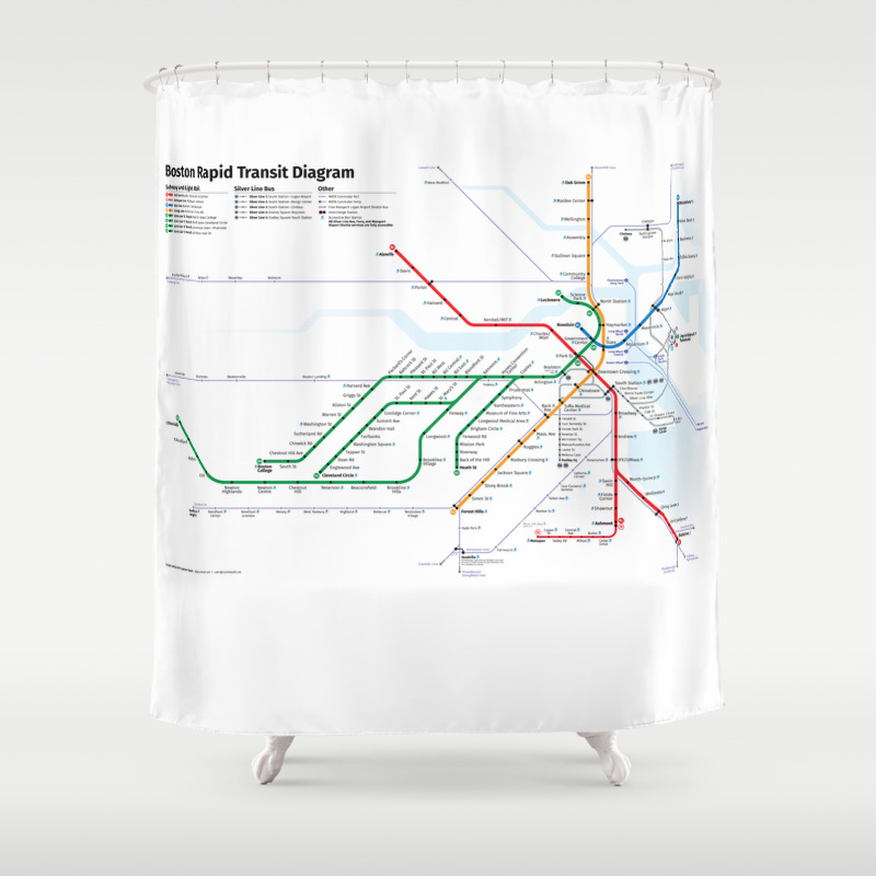 Boston Rapid Transit Map Shower Curtain By Cambooth Society6