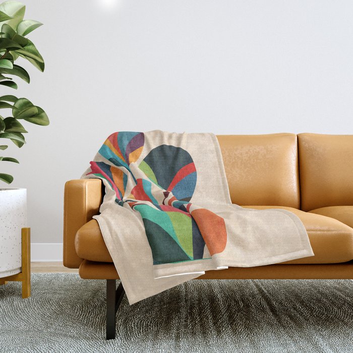 Ikebana - Geometric flower Throw Blanket