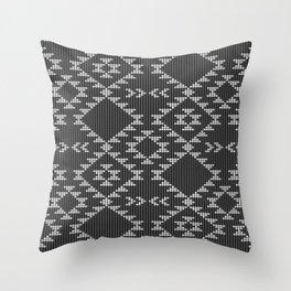 Southwestern textured navajo pattern in black & white Throw Pillow
