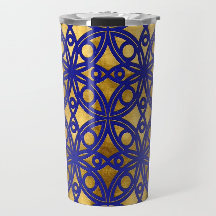 Mosaic in Blue & Gold Travel Mug