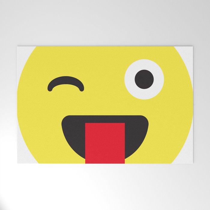 Wink Tongue Out Face Emoji Welcome Mat
