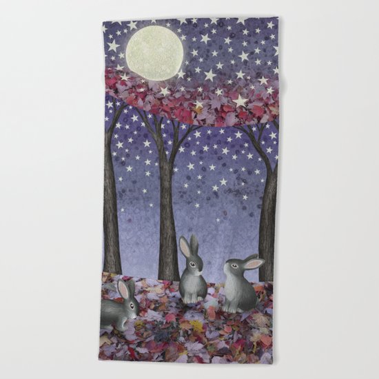 starlit bunnies Beach Towel